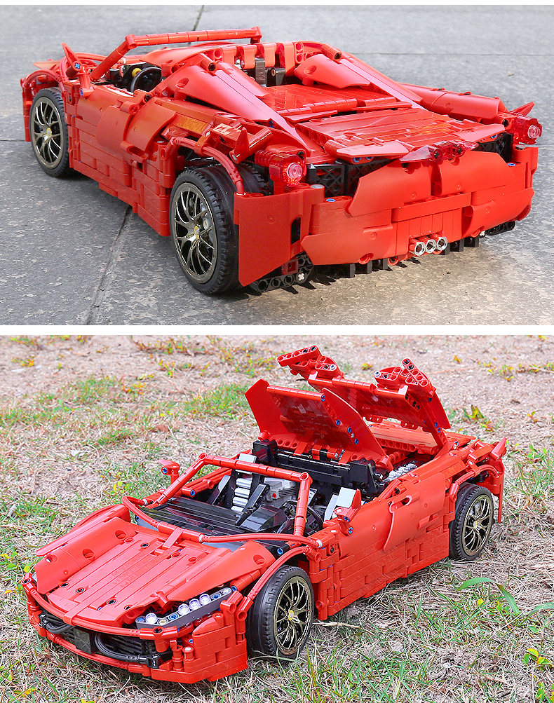 MOULD KING 13048 Ferrari 488 Ensemble de blocs de construction de supercar araignée rouge