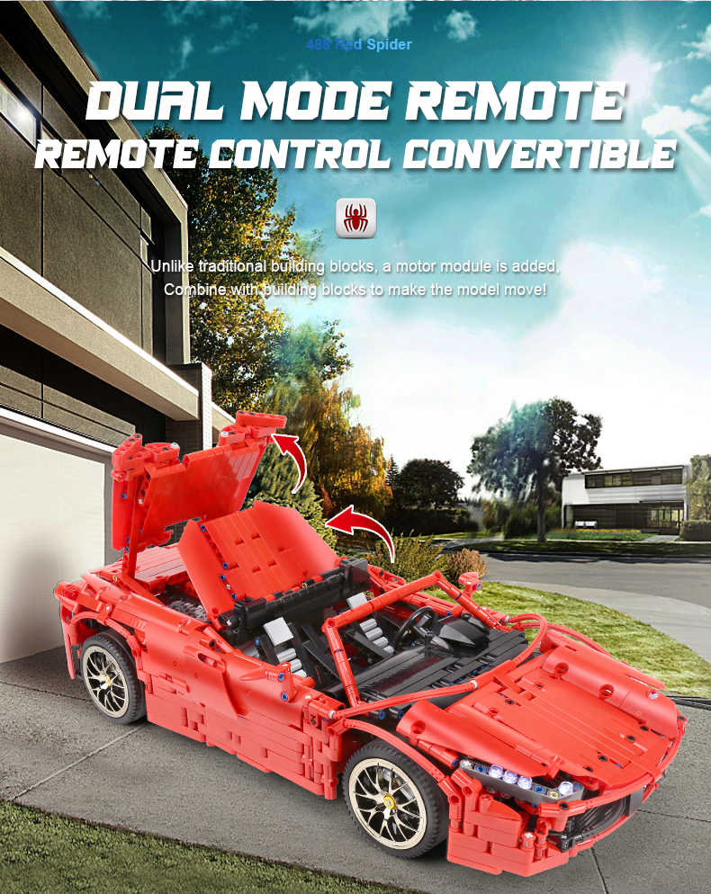 MOLD KING 13048 Ferrari 488 Red Spider Supercar Baustein-Spielzeugset