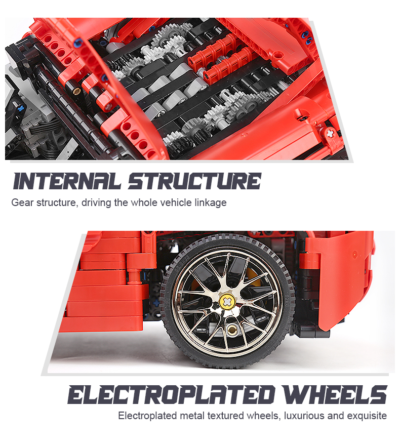 MOULD KING 13048 Ferrari 488 Ensemble de blocs de construction de supercar araignée rouge