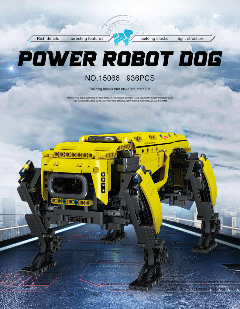 Mk 15066 Technical Robot Toys The RC Motorized Boston Dynamics Big Dog Model Alphadog Building Blocks Bricks Kids Gifts, Size: Small, Yellow