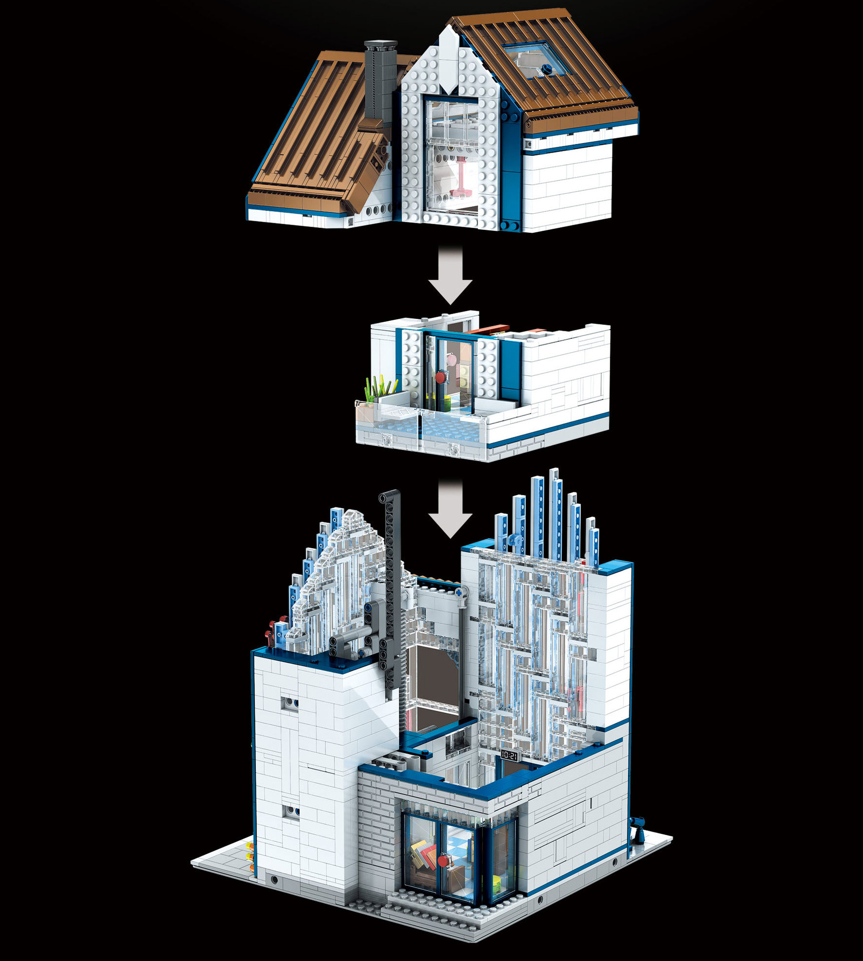 MOLD KING 16022 Modernes Bibliotheks-Baustein-Spielzeugset