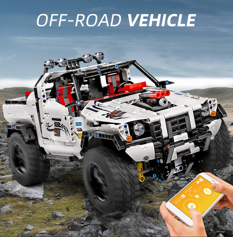 MOULD KING 18005 Silver Flagship Off-Road Truck Remote Control Building Blocks Toy Set