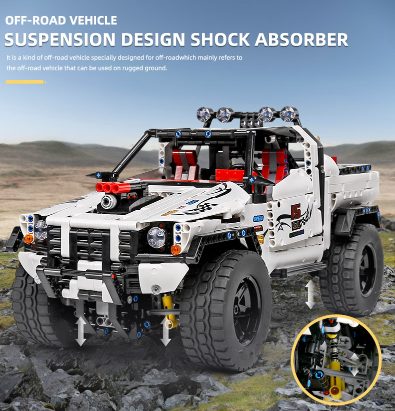 MOULD KING 18005 Silver Flagship Off-Road Truck Remote Control Building Blocks Toy Set
