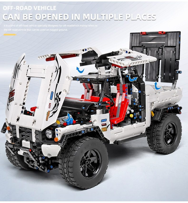 MOULD KING 18005 Silver Flagship Off-Road Truck Remote Control Building Blocks Toy Set