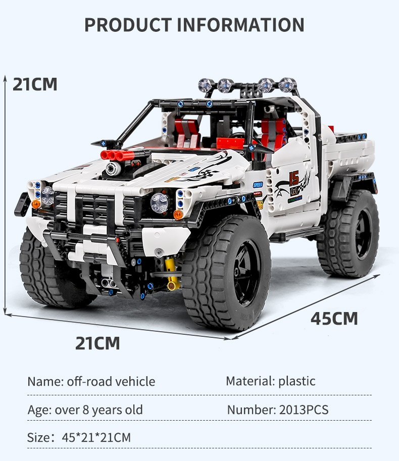 MOULD KING 18005 – ensemble de jouets en blocs de construction télécommandés pour camion tout-terrain, modèle phare en argent