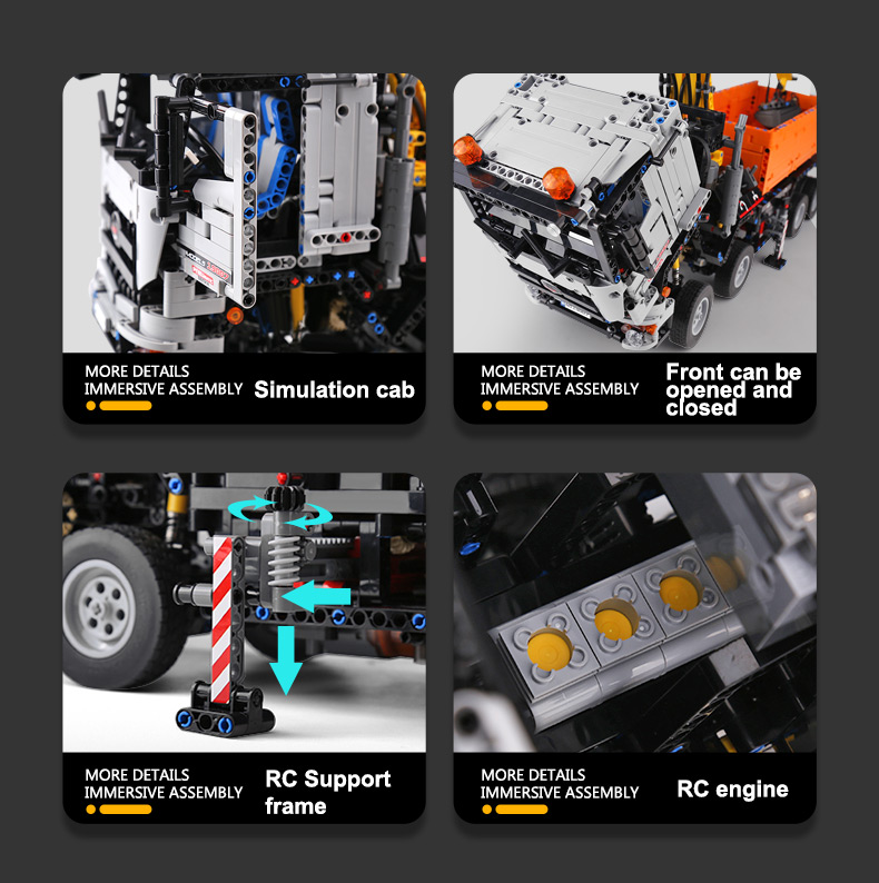 MOLD KING 19007 하이테크 Arocs 공압 트럭 원격 제어 빌딩 블록 장난감 세트