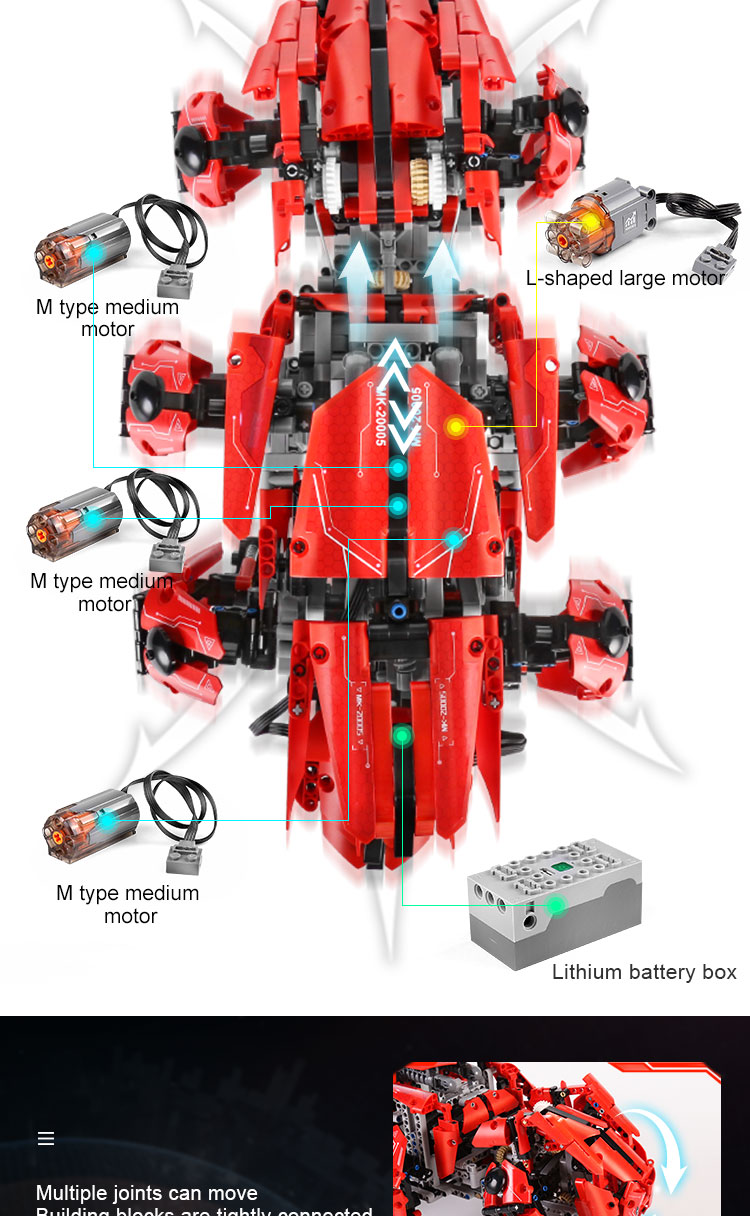 MOLD KING 20005 RC 워킹 탱크 MK-HEXA 빌딩 블록 장난감 세트