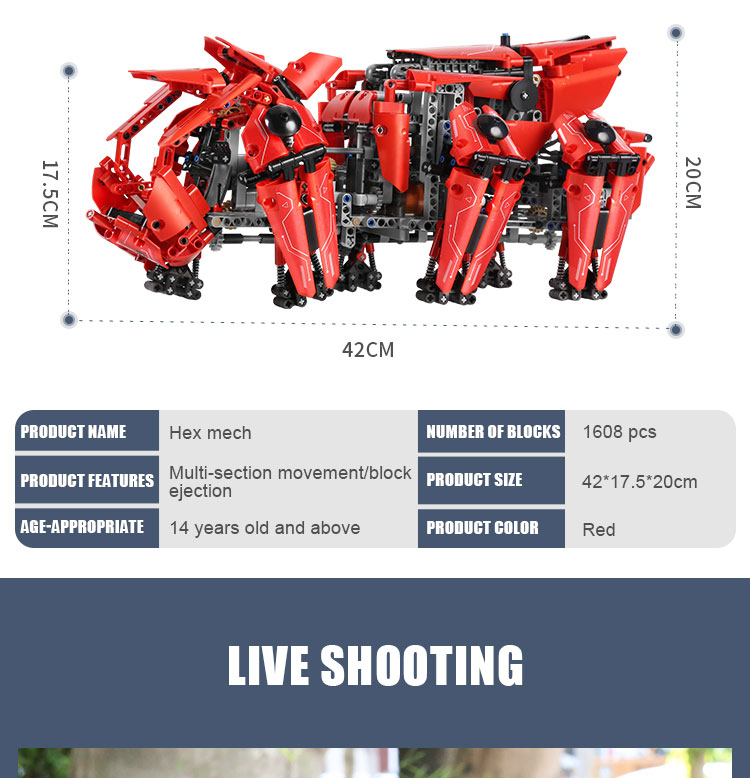 MOULD KING 20005 RC Walking Tank MK-HEXA Building Blocks Toy Set