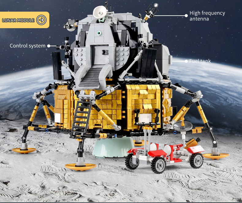 MOLD KING 21006 Apollo 11 Nave espacial Módulo lunar Bloques de construcción Conjunto de juguetes