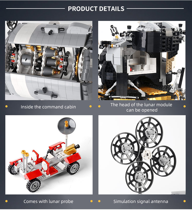 MOLD KING 21006 Apollo 11 Nave espacial Módulo lunar Bloques de construcción Conjunto de juguetes