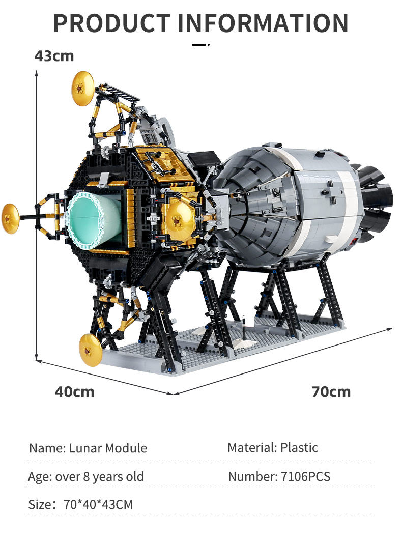 MOULD KING 21006 Apollo 11 Spacecraft Lunar Module Building Blocks Toy Set