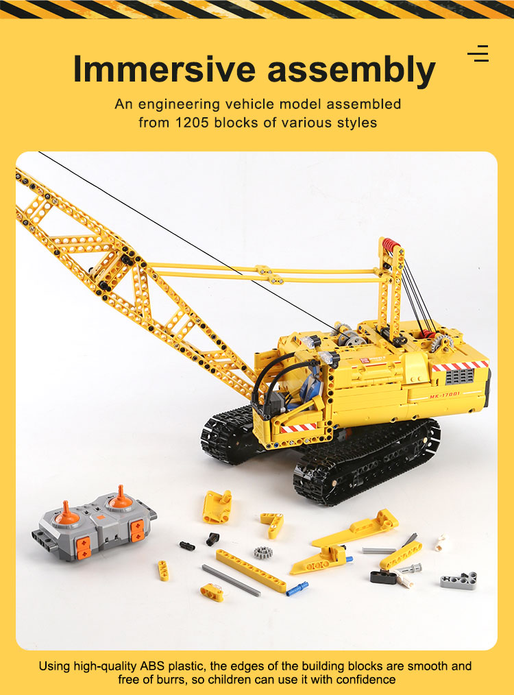 MOULDKING 17001 Engineering Series Grue sur chenilles Blocs de construction Ensemble de jouets