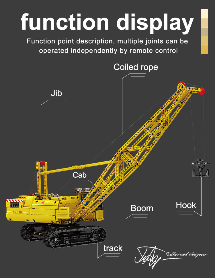 MOULDKING 17001 Engineering Series Grue sur chenilles Blocs de construction Ensemble de jouets