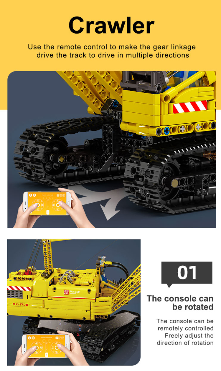 MOULDKING 17001 Engineering Series Crawler Crane Building Blocks Toy Set