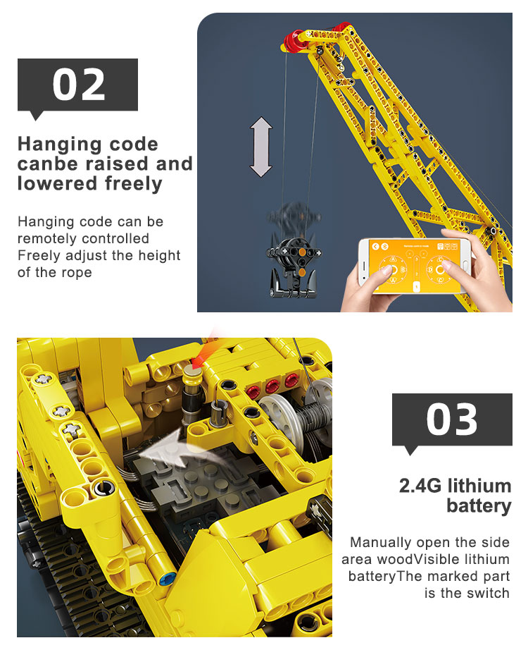 MOULDKING 17001 Engineering Series Grue sur chenilles Blocs de construction Ensemble de jouets