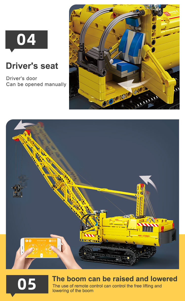 MOULDKING 17001 Engineering Series Crawler Crane Building Blocks Toy Set