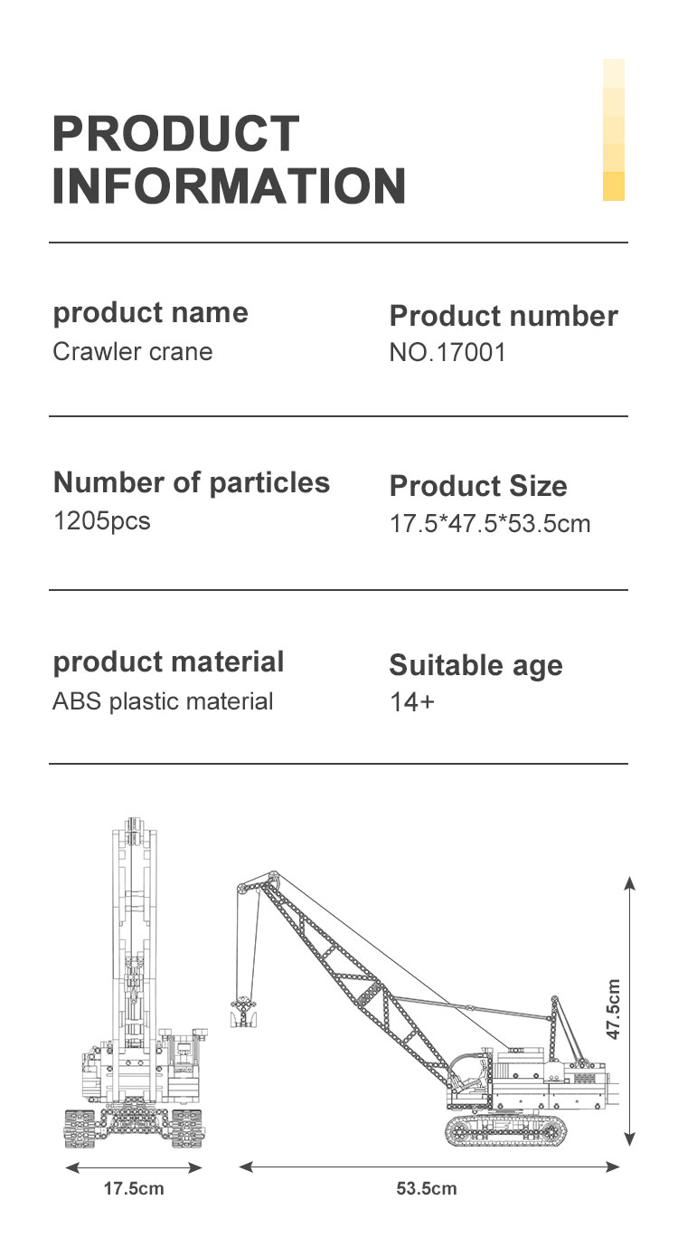 MOULDKING 17001 Engineering Series Crawler Crane Building Blocks Toy Set