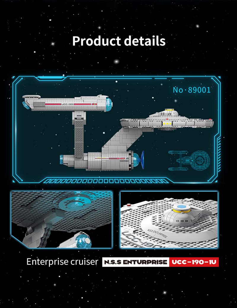 MOYU 89001 Star Ship Series Das Enterprise Spaceship Model Baukasten-Spielzeugset