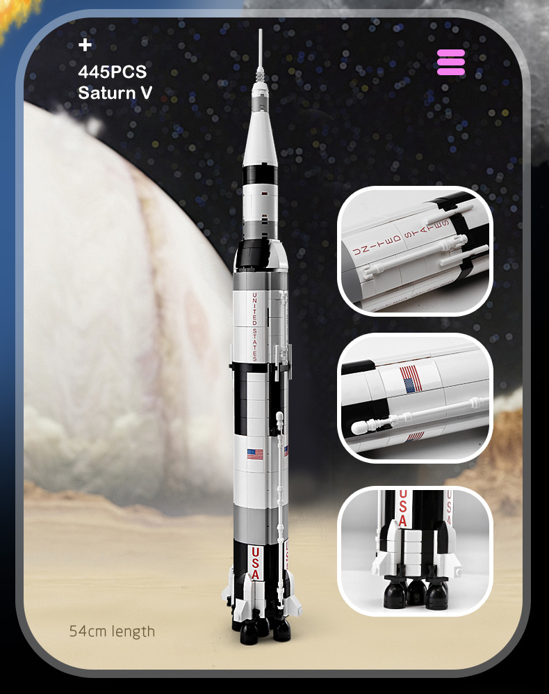 PANGU PG13002 Apollo Saturn V rocket Building Bricks Toy Set