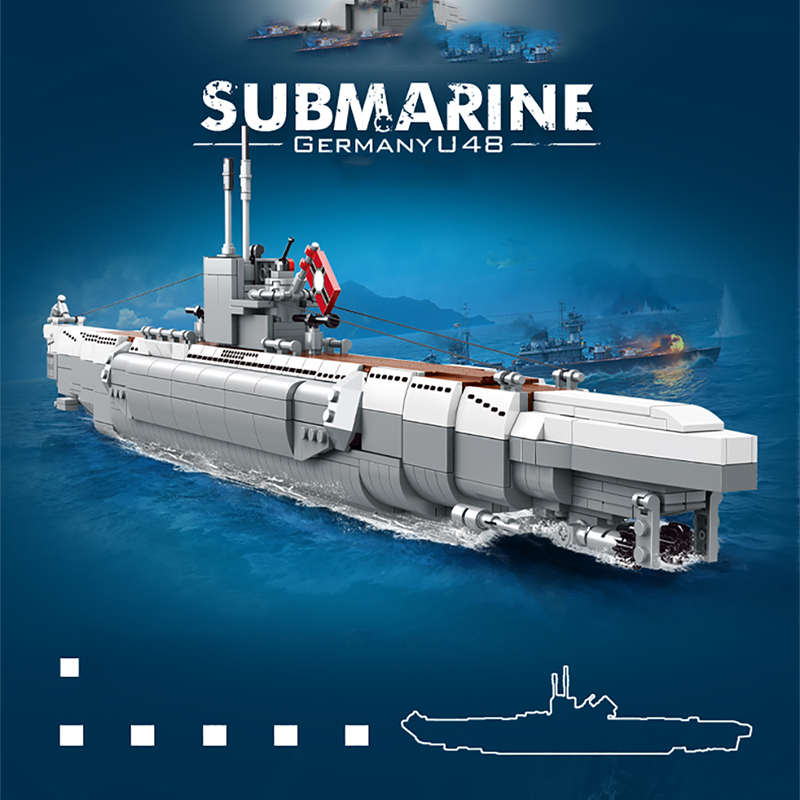 PANGU PG15001 Juego de juguete de ladrillos de construcción submarino alemán U48
