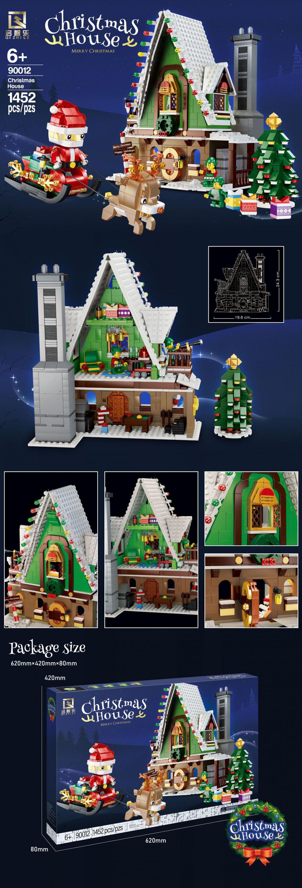 QIZHILE 90012 Santa Claus Elf House Building Block Toy Set