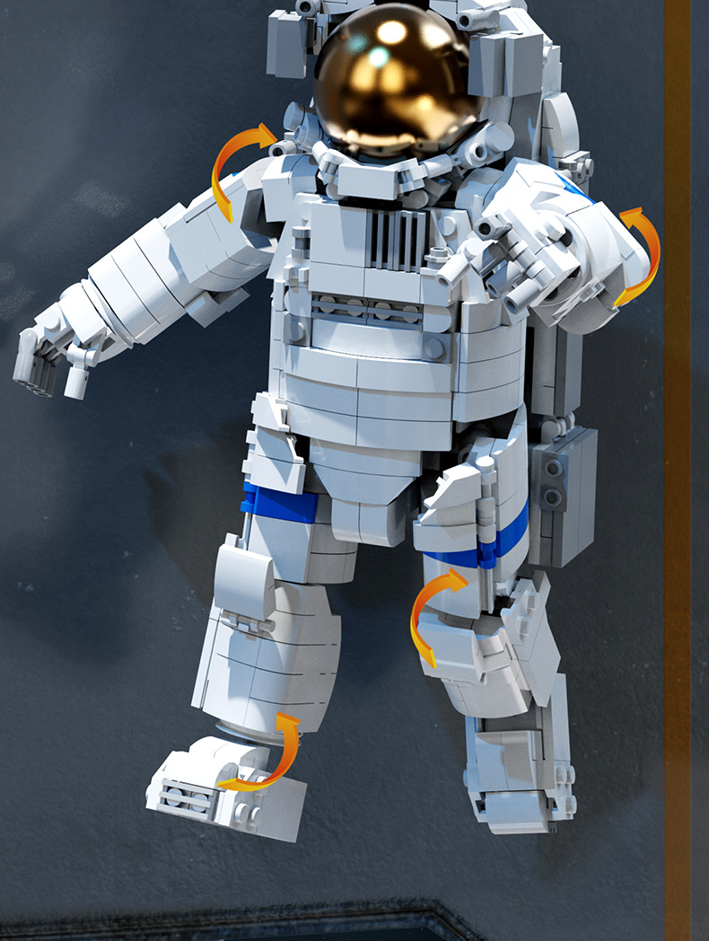 QIZHILE 90022 Kreatives nostalgisches Astronauten-Blockspielzeugset
