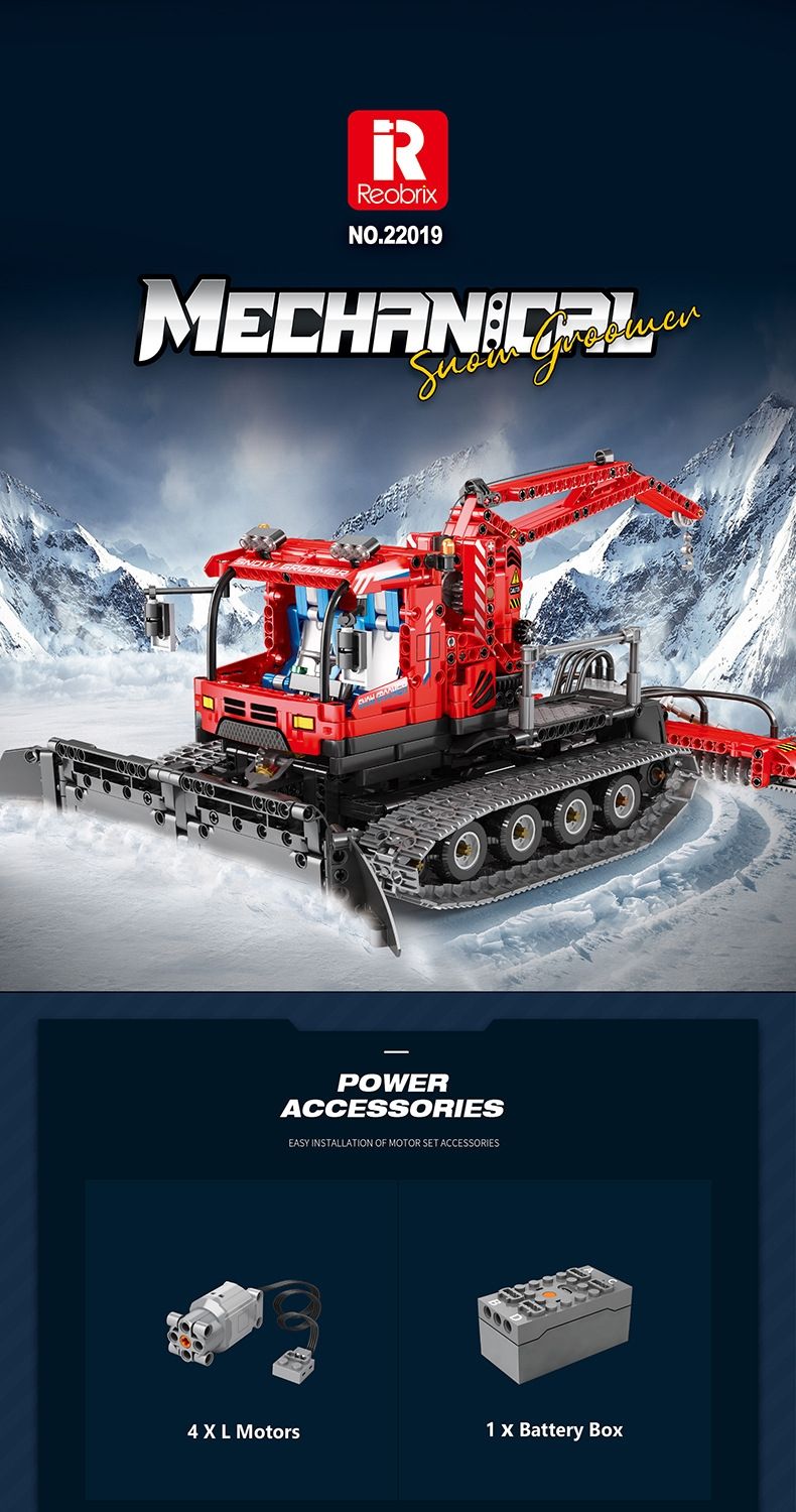 REOBRIX 22019 Snow Leveling Vehicle Technology Machinery Series Building Blocks Toy Set