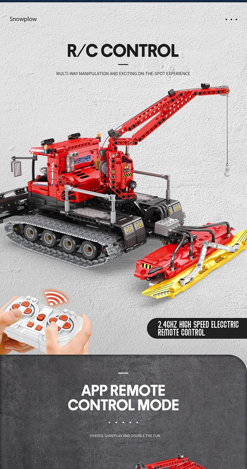 REOBRIX 22019 Snow Leveling Vehicle Technology Machinery Series Bausteine Spielzeugset