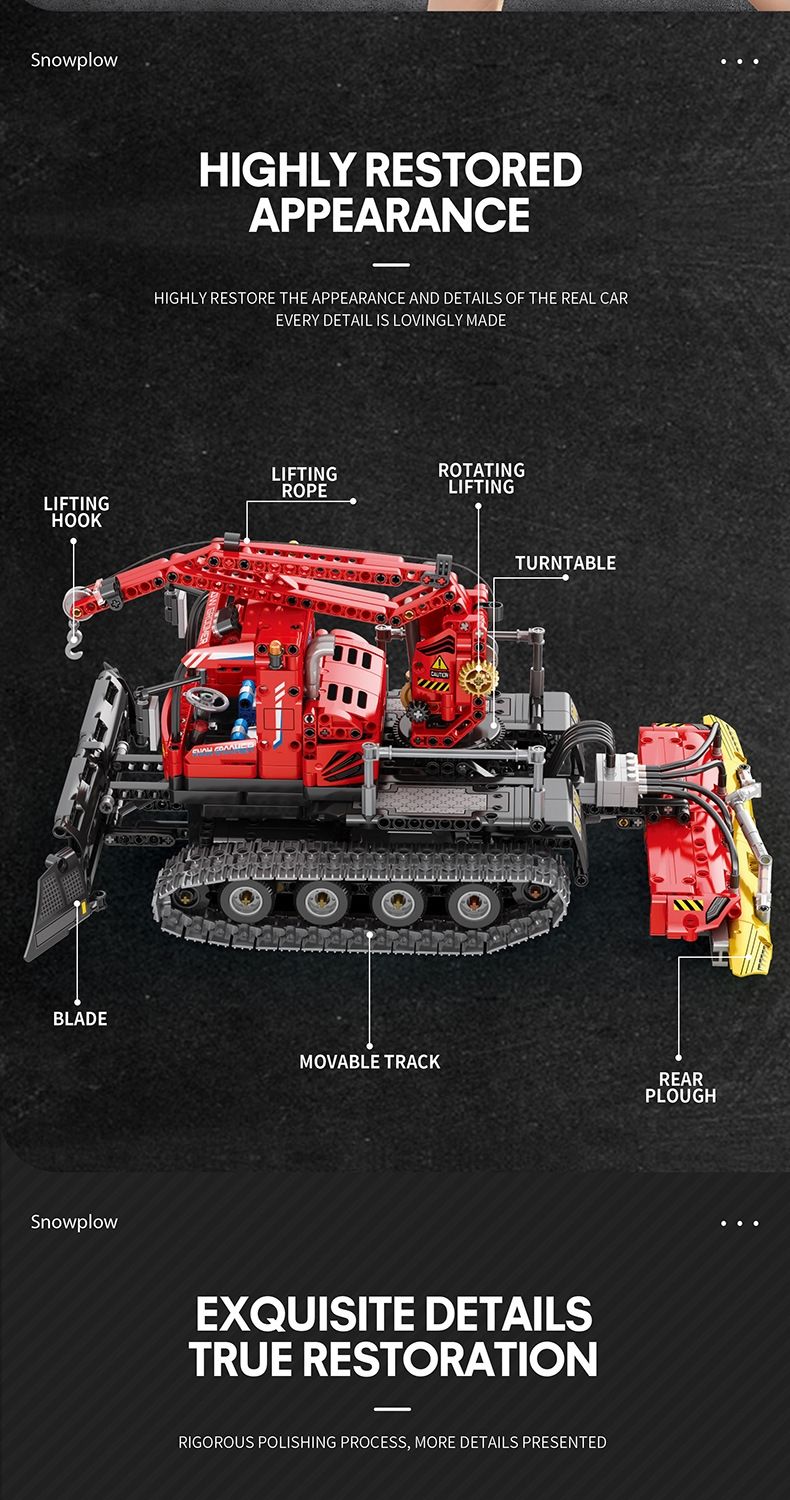 REOBRIX 22019 Snow Leveling Vehicle Technology Machinery Series Bausteine Spielzeugset