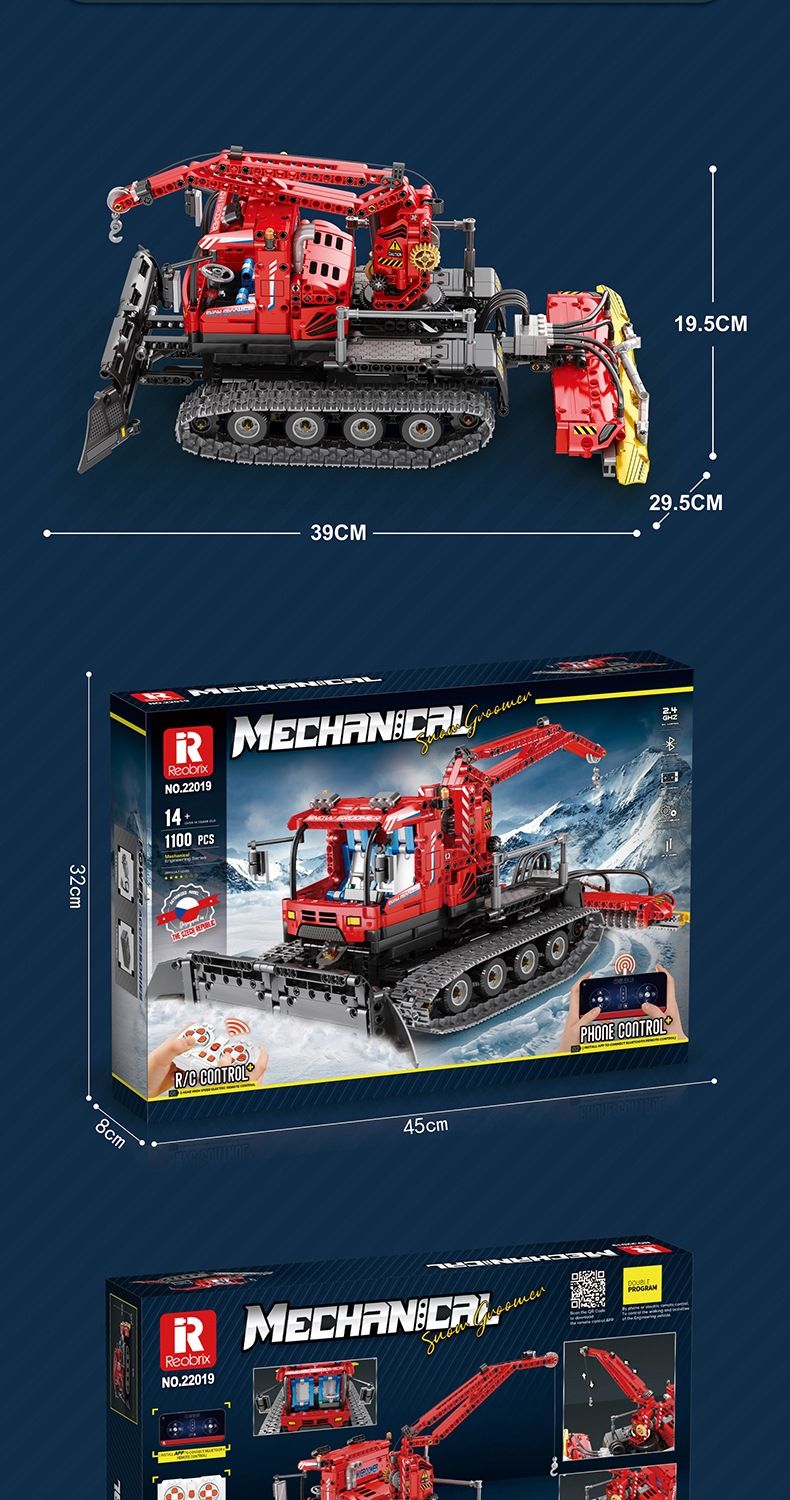 REOBRIX 22019 Snow Leveling Vehicle Technology Machinery Series Bausteine Spielzeugset