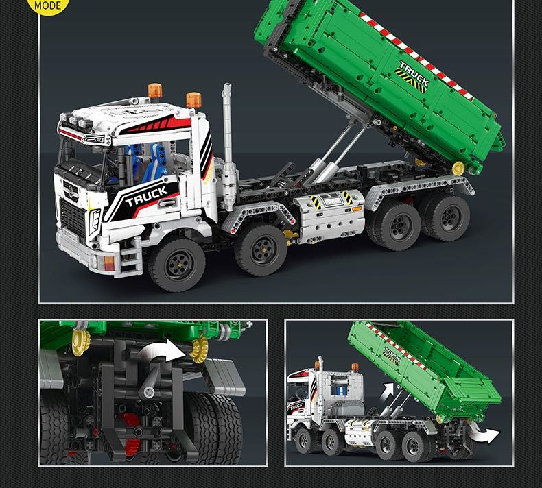REOBRIX 22021 Hook Lifting Truck Technology Machinery Series Building Blocks Toy Set