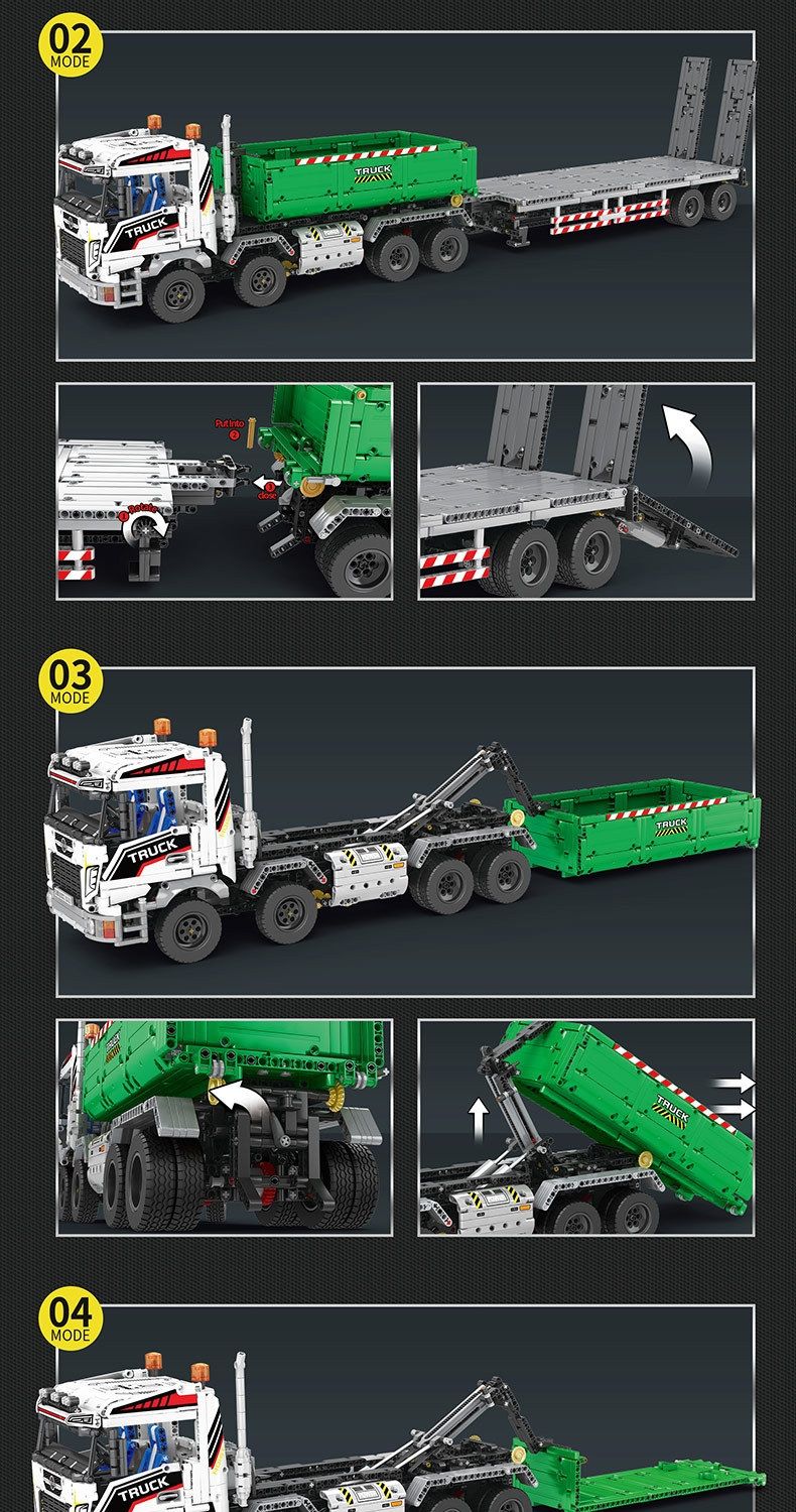 REOBRIX 22021 Hook Lifting Truck Technology Machinery Series Building Blocks Toy Set