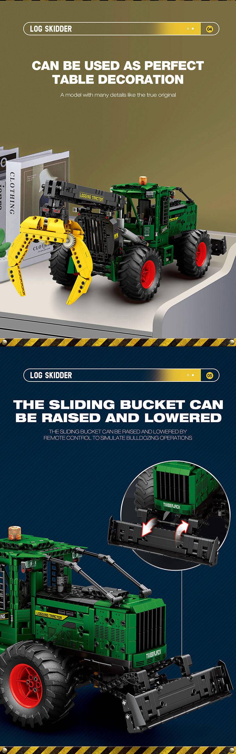 Reobrix 22027 Log Skidder Remote Control Building Blocks Toy Set