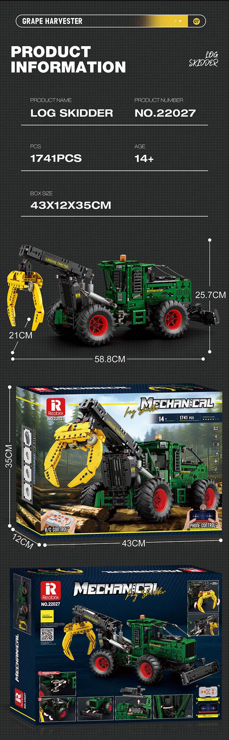 Reobrix 22027 Log Skidder Remote Control Building Blocks Toy Set