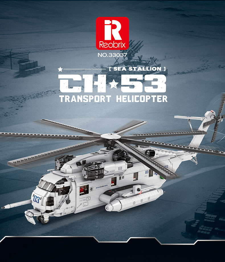 Reobrix 33037 CH-53 Transport Helicopter Building Blocks Toy Set