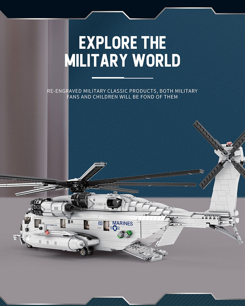 Reobrix 33037 CH-53 Transport Helicopter Building Blocks Toy Set