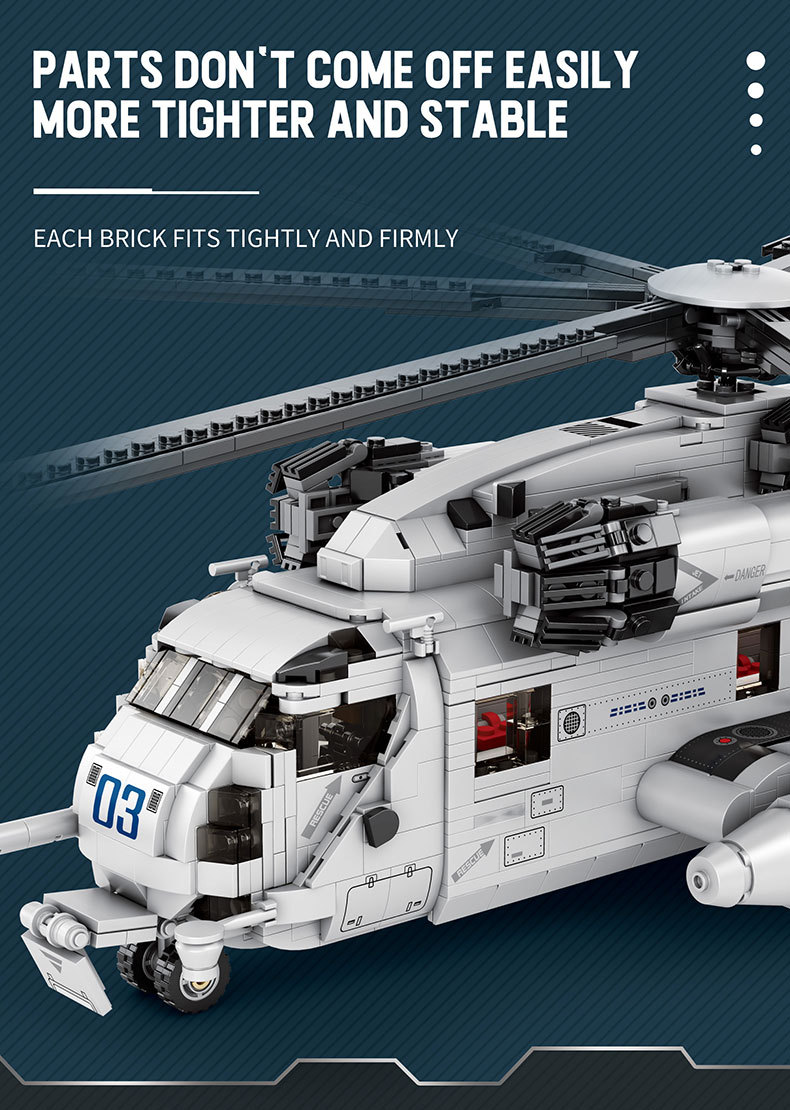 Reobrix 33037 CH-53 Transport Helicopter Building Blocks Toy Set
