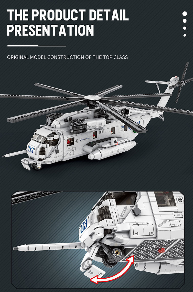 Reobrix 33037 CH-53 Transport Helicopter Building Blocks Toy Set