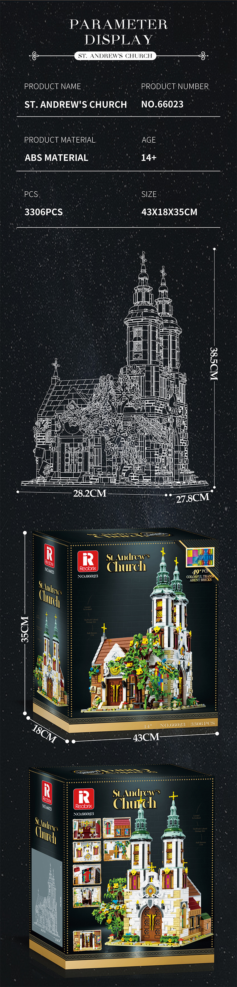Reobrix 66023 St.Andrew's Church Building Blocks Toy Set