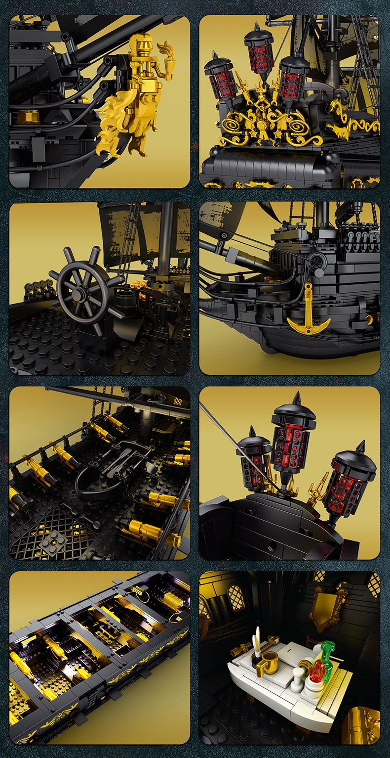 Reobrix 66036 Black Pearl Pirate Ship Building Blocks Toy Set