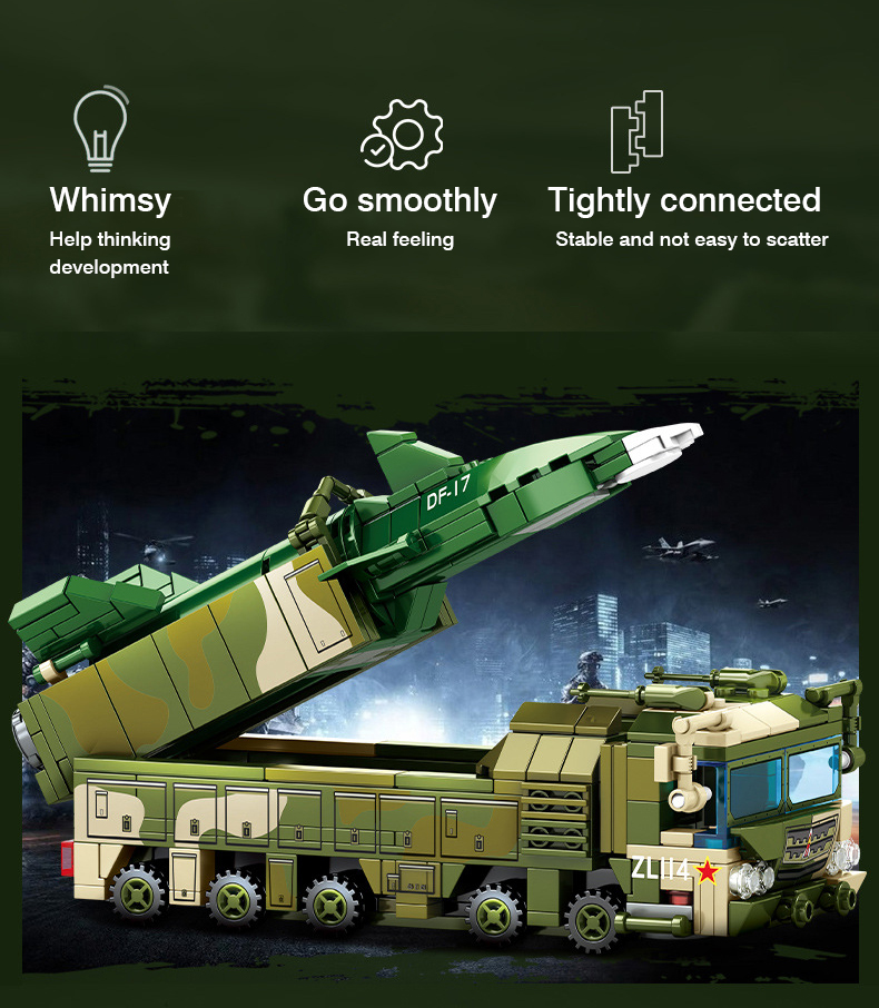 SEMBO 105801 Serie Militar Juego de Juguete de Bloques de Construcción de Misiles Balísticos Hipersónicos