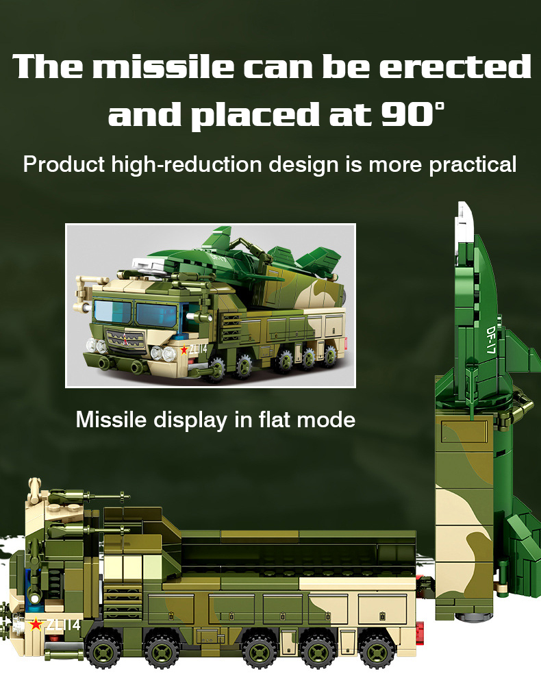 SEMBO 105801 Serie Militar Juego de Juguete de Bloques de Construcción de Misiles Balísticos Hipersónicos