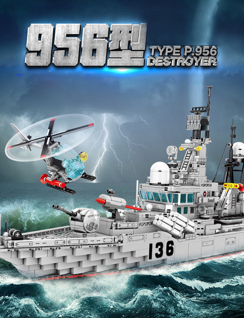 SEMBO 202060 Military Series Type 956 Modern Destroyer Building Blocks Juego de juguetes