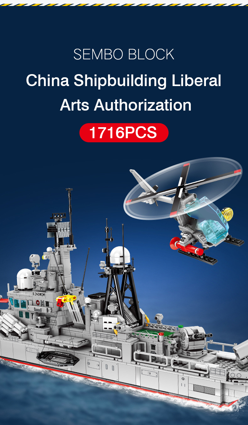 SEMBO 202060 Military Series Type 956 Modern Destroyer Building Blocks Toy Set