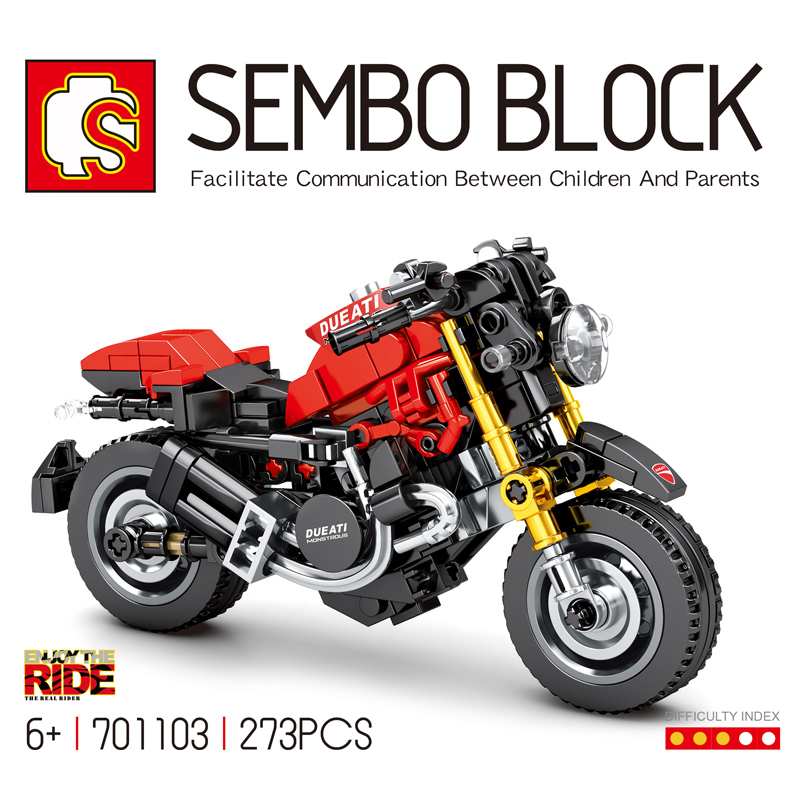 SEMBO 701103 Techinque 시리즈 Ducati 1200 오토바이 빌딩 블록 장난감 세트