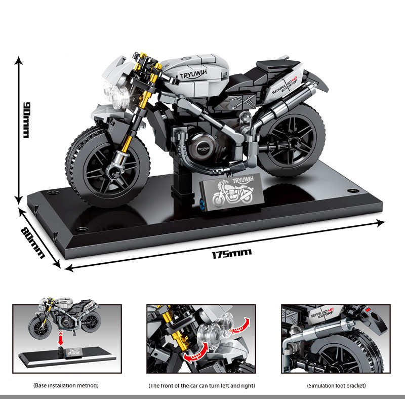 SEMBO 701113 Techinque Series Triump  Motorcycle Building Blocks Toy Sett