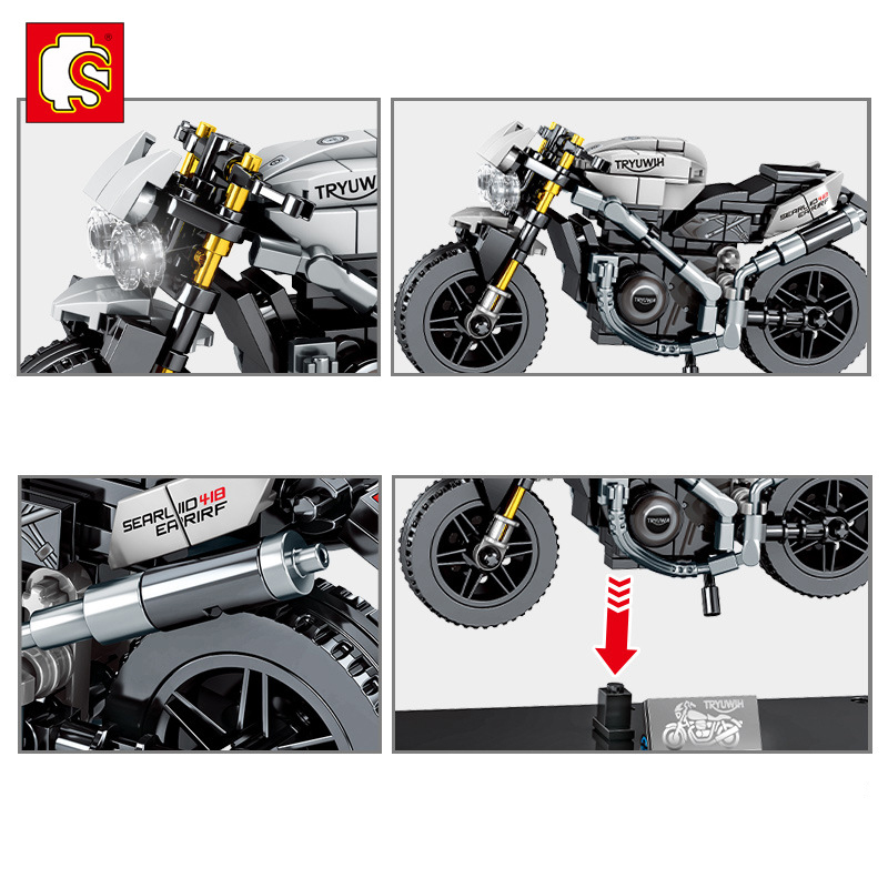 SEMBO 701113TechinqueシリーズTriumpモーターサイクルビルディングブロックおもちゃセット