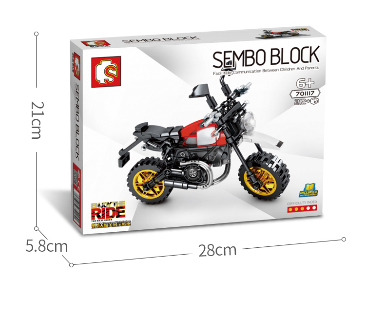 SEMBO 701117 Techinque Series Ducati Desert Sled Scooter Building Blocks Toy Set