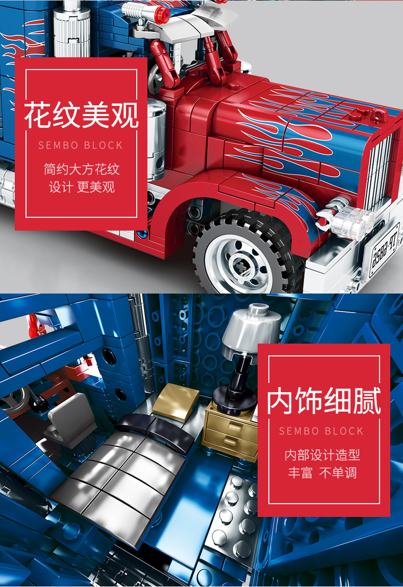 Sembo 701803 Peterbilt Optimus Prime Truck Bausteine Spielzeugset