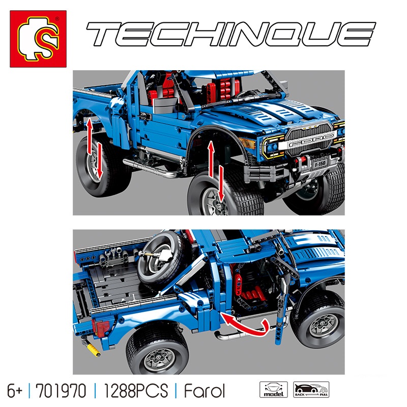 Sembo 701970 F-150 Raptor Pickup Truck Schepper Building Blocks Toy Set